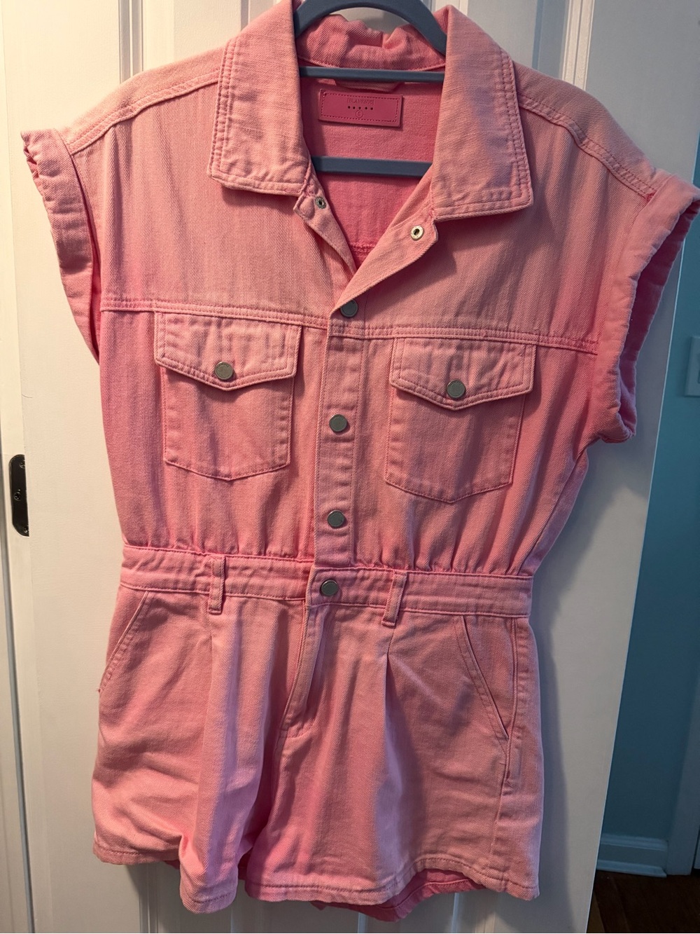 Blank NYC Pink Sleeveless Denim Romper